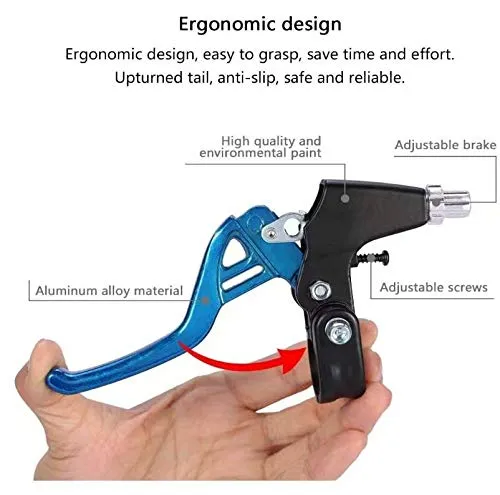 1 Pair Bicycle Brake Lever, V-Brake Handlebar Aluminium Alloy Bike Brake Handle Universal 2.2cm for Most Bicycle, Road Bike, Mountain Bike (Blue)