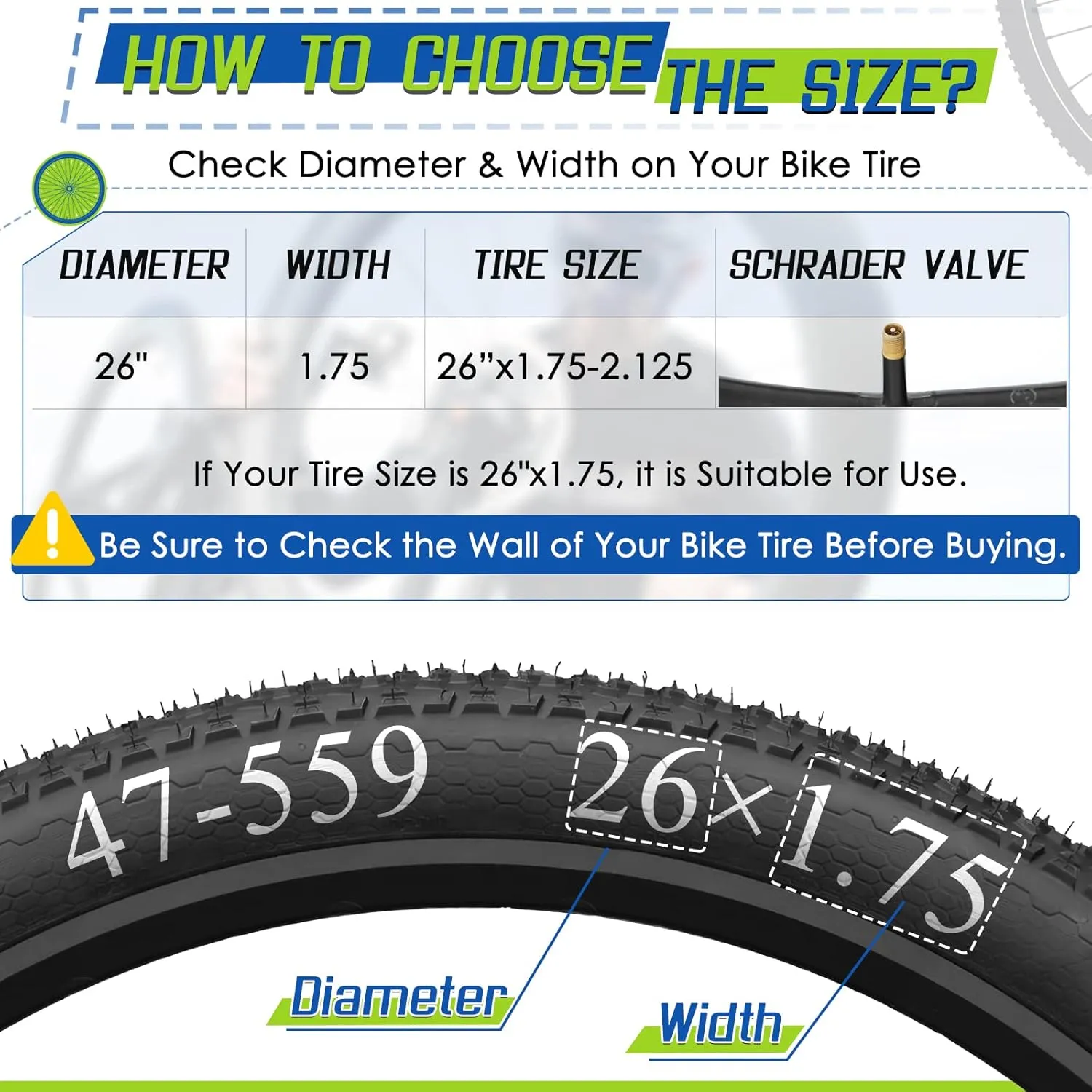 2 Pack 12"/14"/16"/18"/ 20"/ 22"/24"/ 26"/27.5"/28"/29" x1.75/1.95/2.10/2.125 Bicycle Tube with 2 Tire Levers, with 32mm AV Schrader Valve, Inner Tube for Kids/Road/MTB Bike (2 of One Size)