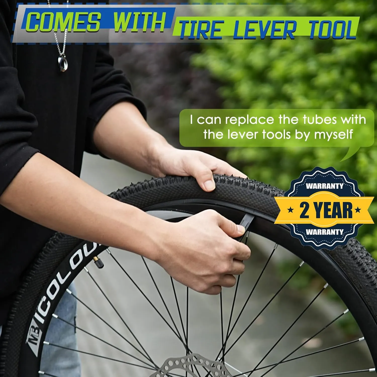 2 Pack 12"/14"/16"/18"/ 20"/ 22"/24"/ 26"/27.5"/28"/29" x1.75/1.95/2.10/2.125 Bicycle Tube with 2 Tire Levers, with 32mm AV Schrader Valve, Inner Tube for Kids/Road/MTB Bike (2 of One Size)