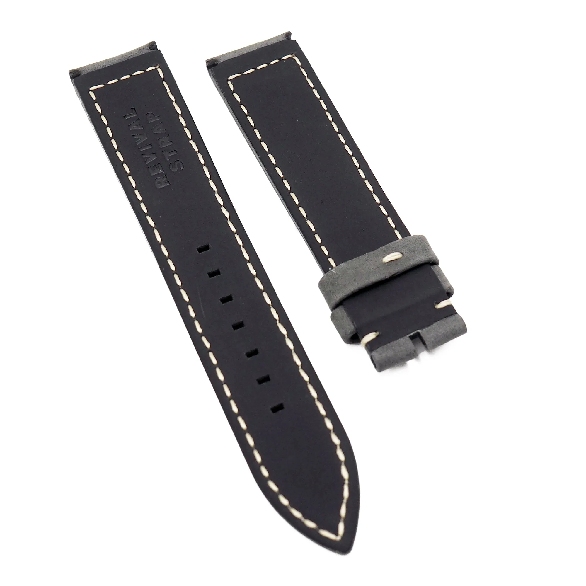 20mm Iron Gray Matte Calf Leather Watch Strap For Zenith