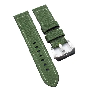 24mm, 26mm Emerald Green Nylon Watch Strap For Panerai, Cream Stitching