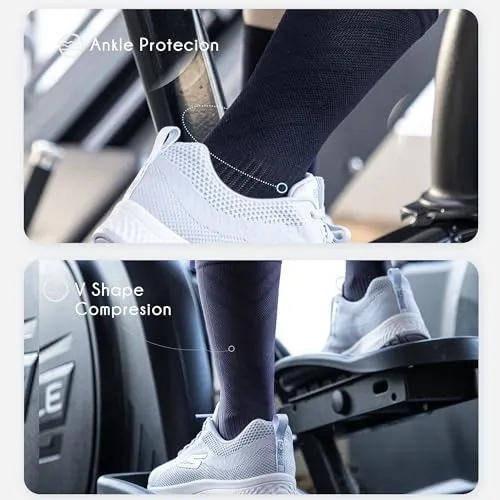 BRISIRA Bamboo Viscose Women Compression Running Socks Cushioned Anti Blister Moisture Wicking Crew Athletic Socks