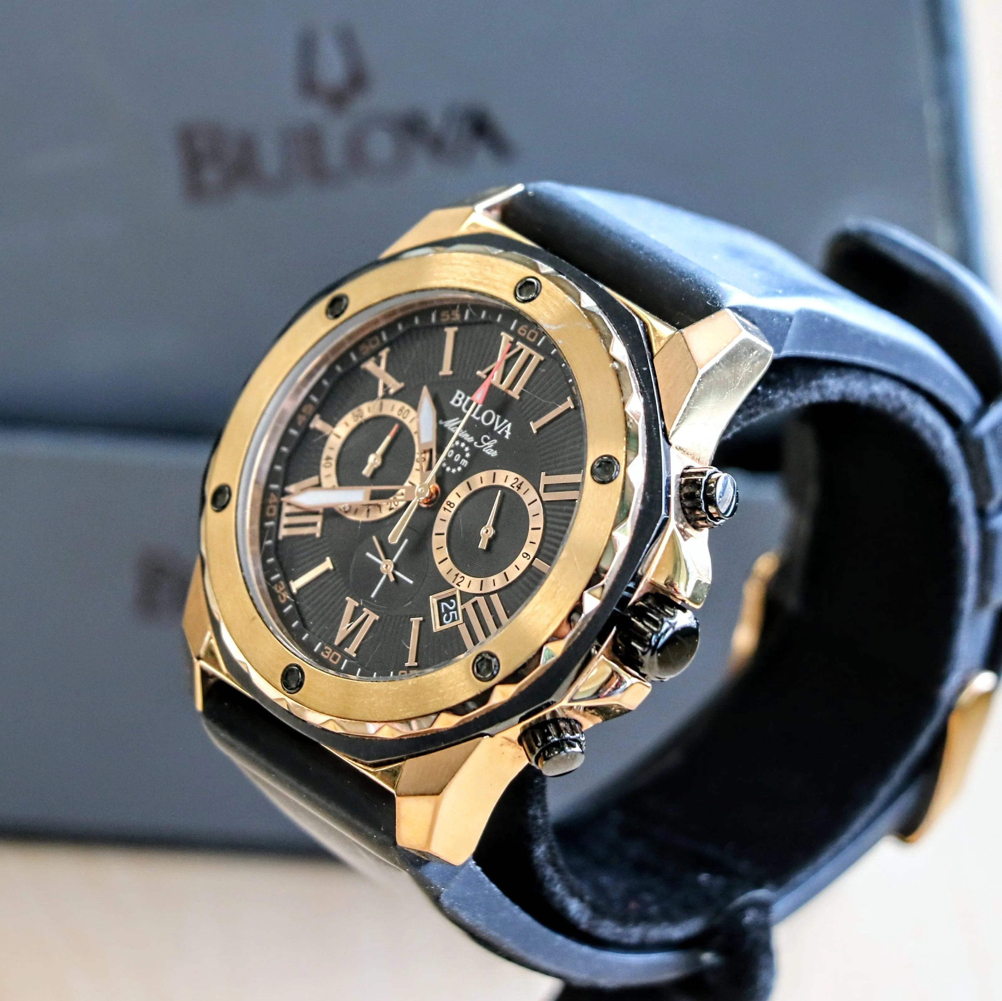 BULOVA Marine Star Chronograph 100m Date Indicator Ref. 98B104 Box & Papers!