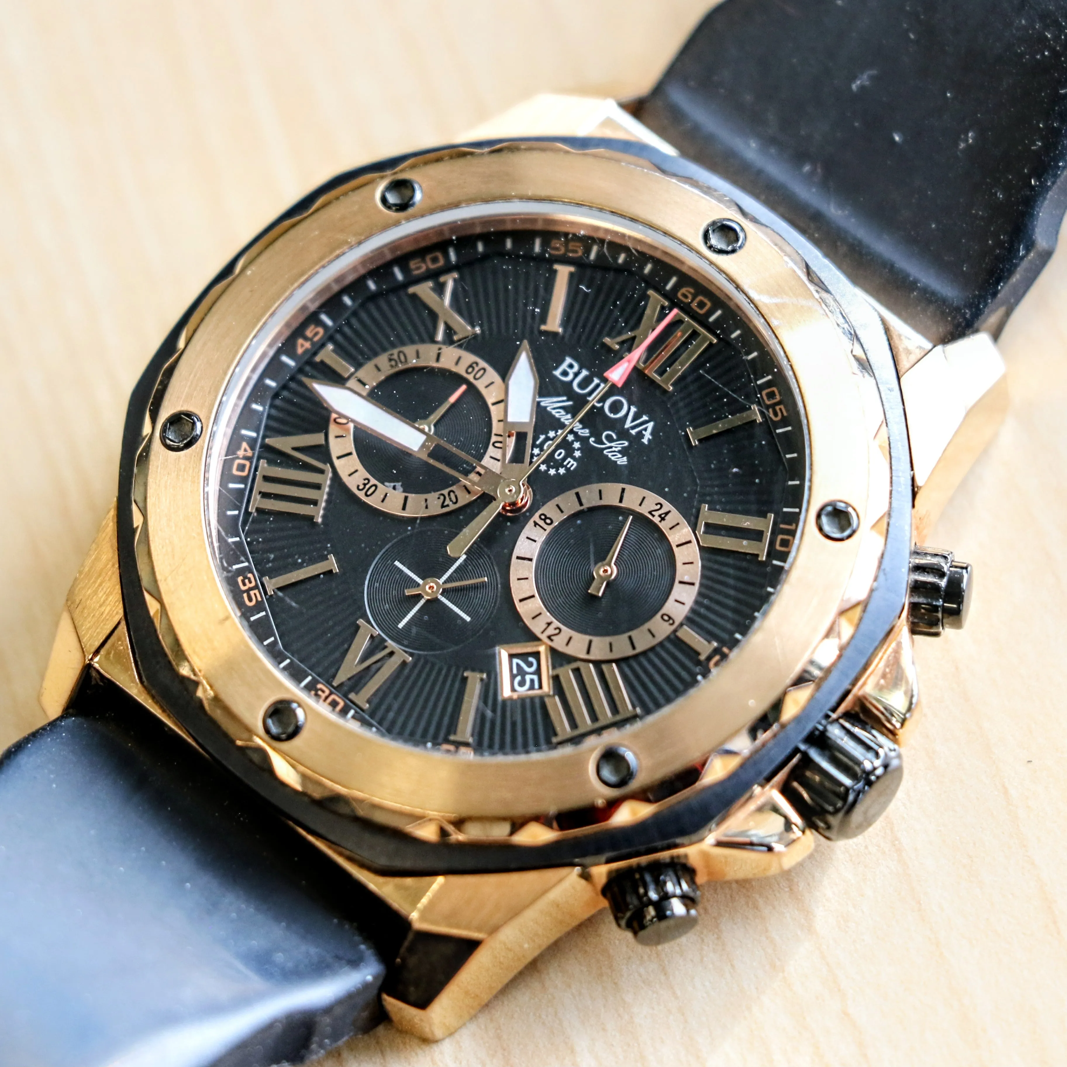 BULOVA Marine Star Chronograph 100m Date Indicator Ref. 98B104 Box & Papers!