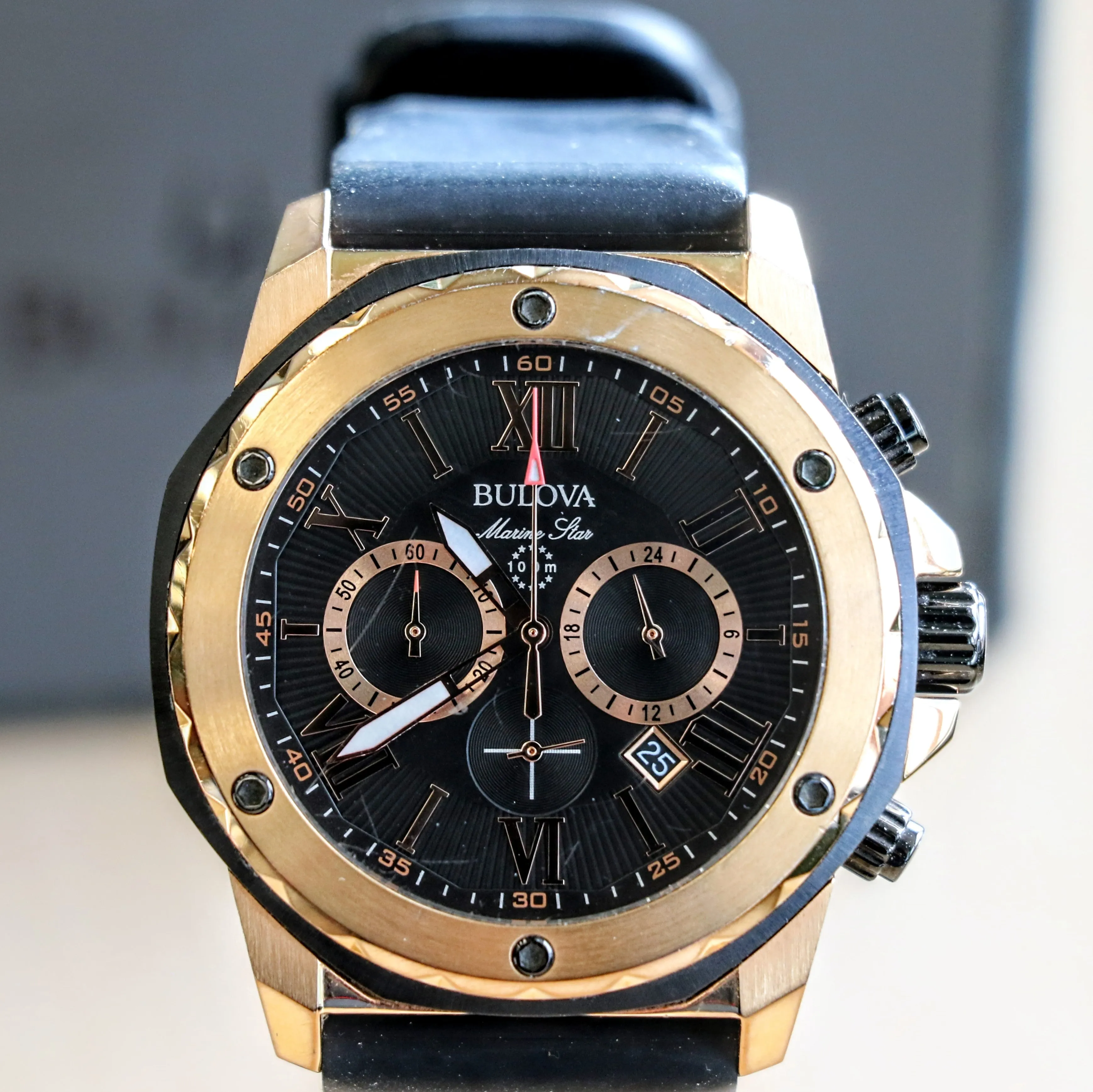 BULOVA Marine Star Chronograph 100m Date Indicator Ref. 98B104 Box & Papers!