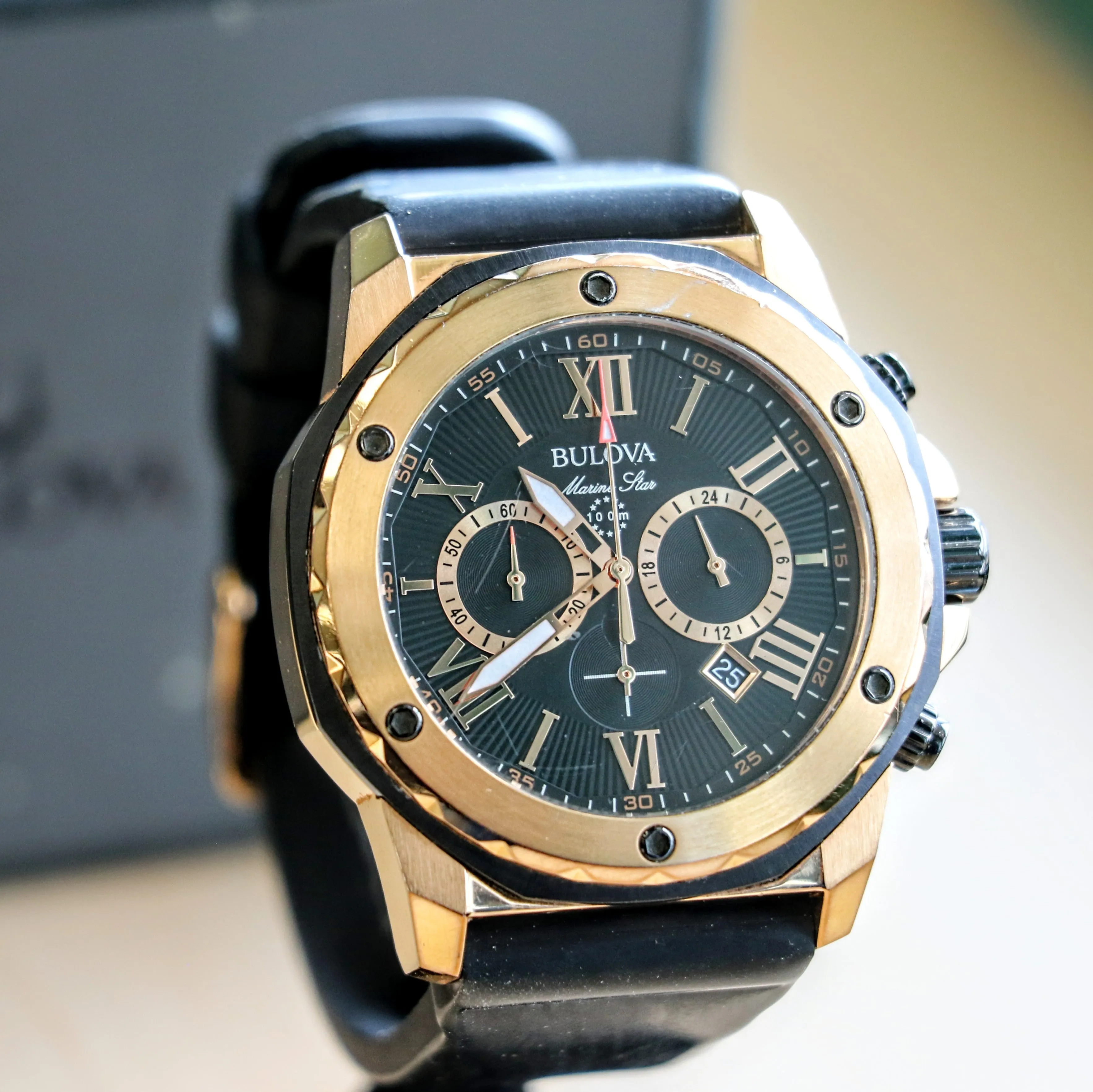 BULOVA Marine Star Chronograph 100m Date Indicator Ref. 98B104 Box & Papers!