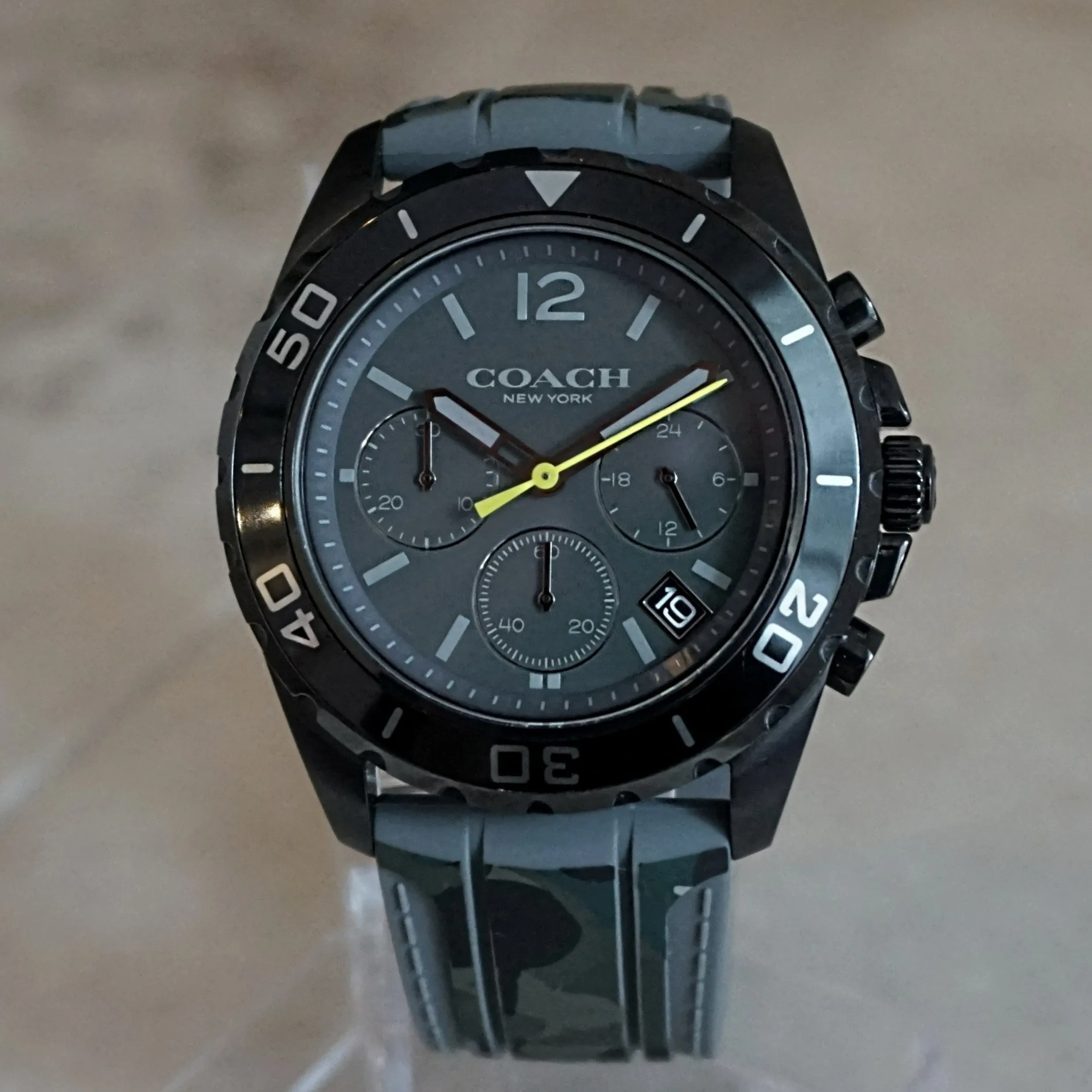 COACH Kent Camo Wristwatch Style No. C7347 Chronograph & Date Watch - Orig. Strap!