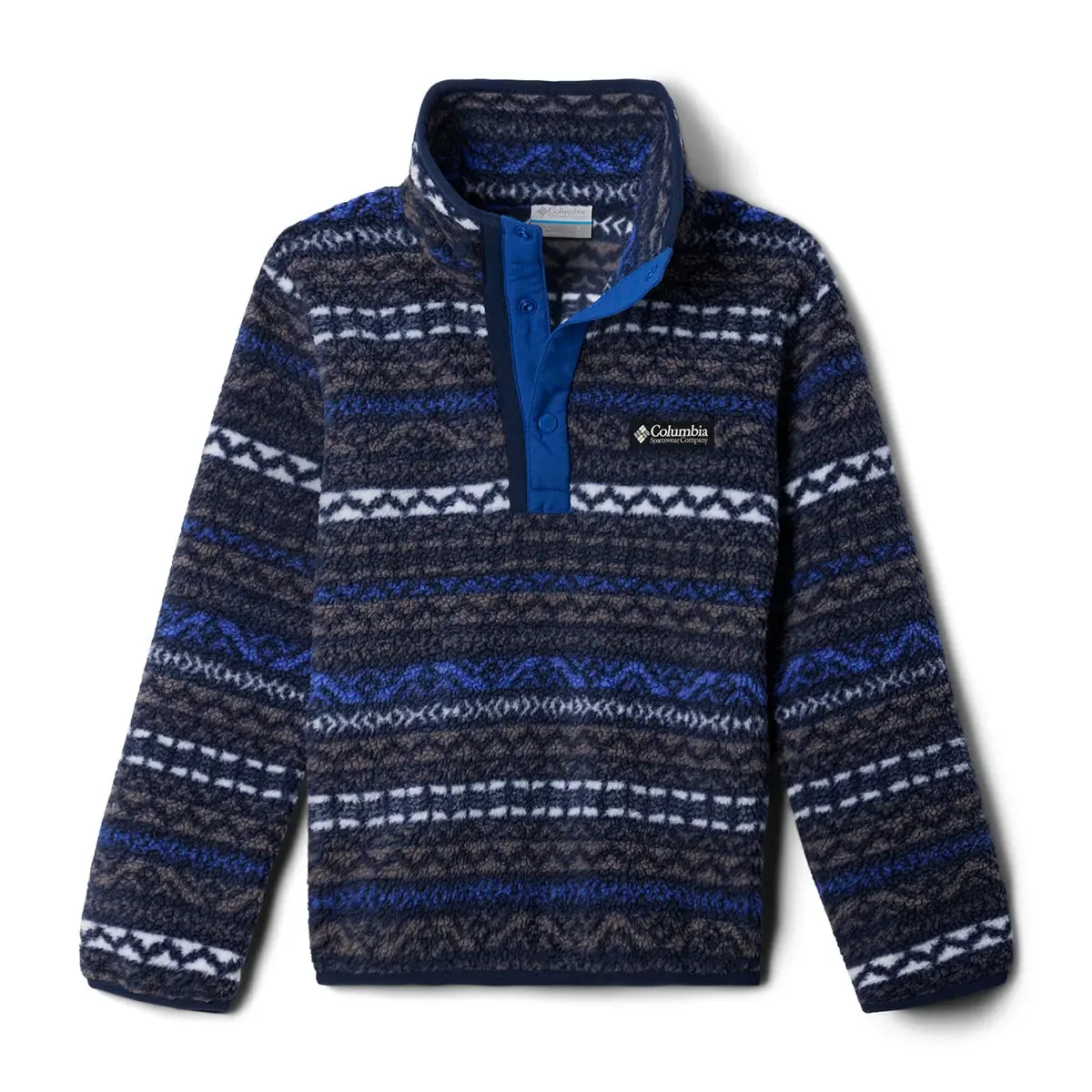 Kids Helvetia™ II Printed Half Snap Fleece - Blue/Grey