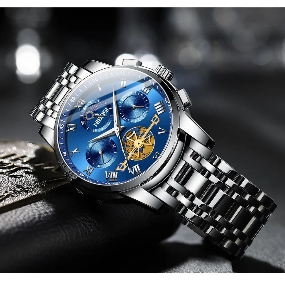 Luxury Business Fashion Unique Chronograph Sport Waterproof Steel Quartz Clock