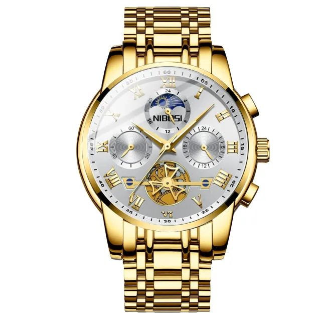 Luxury Business Fashion Unique Chronograph Sport Waterproof Steel Quartz Clock