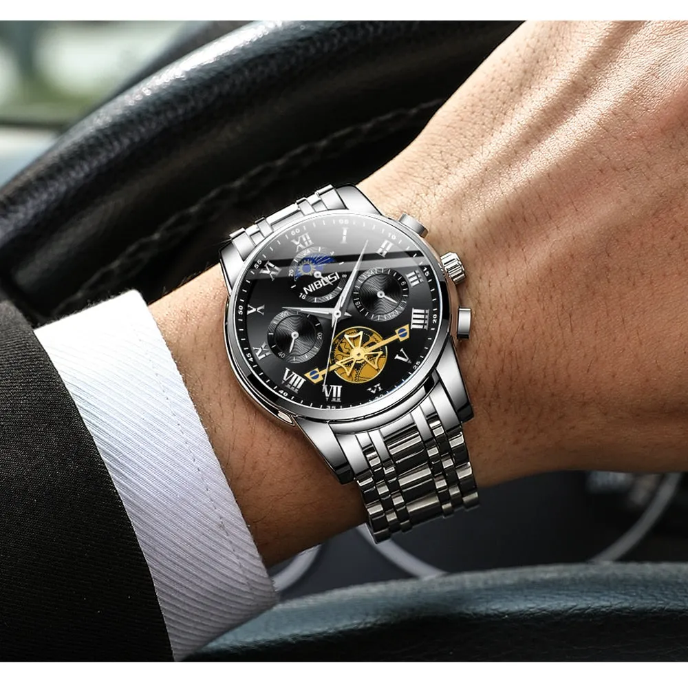 Luxury Business Fashion Unique Chronograph Sport Waterproof Steel Quartz Clock