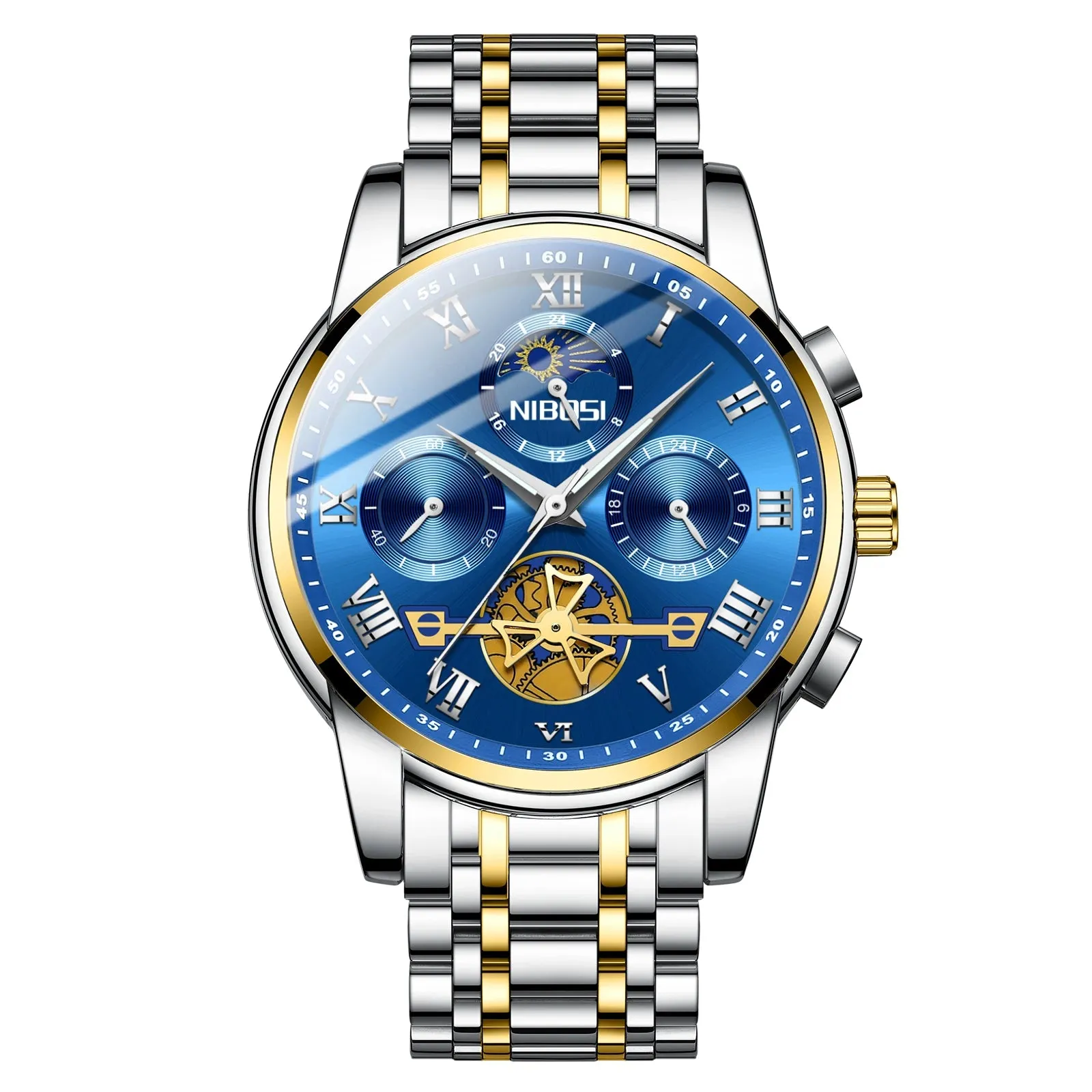 Luxury Business Fashion Unique Chronograph Sport Waterproof Steel Quartz Clock