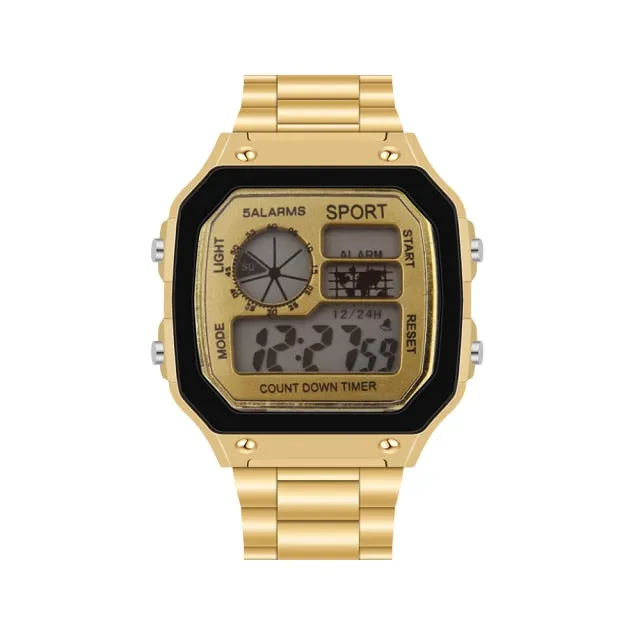 Luxury Casual Watch Men Waterproof Stainless Steel Business Digital Watches
