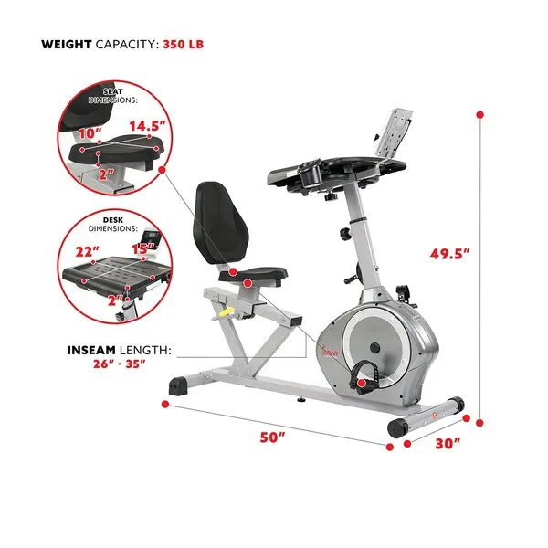 Magnetic Recumbent Exercise Bike with Desk