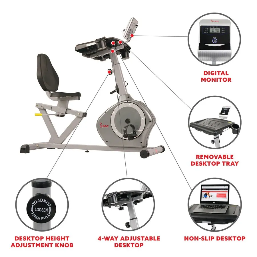 Magnetic Recumbent Exercise Bike with Desk