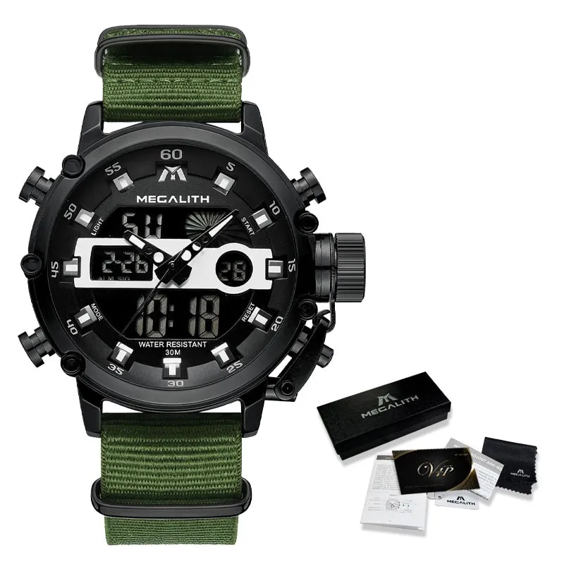 MEGALITH Multi-function Waterproof Sports Watch for Men with Luminous Dual Display
