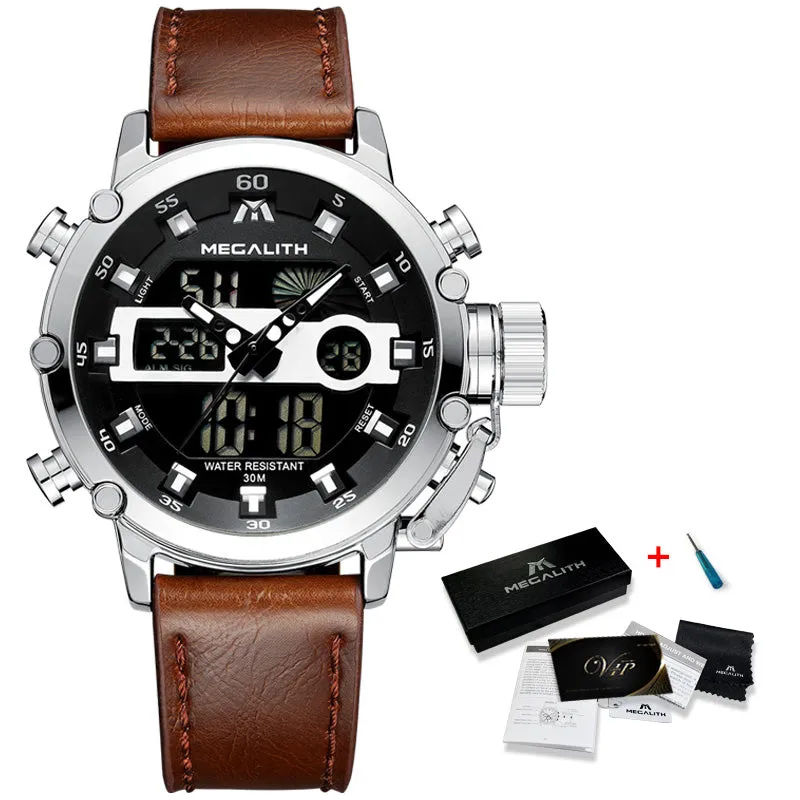 MEGALITH Multi-function Waterproof Sports Watch for Men with Luminous Dual Display