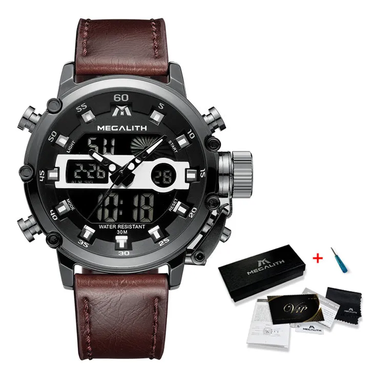 MEGALITH Multi-function Waterproof Sports Watch for Men with Luminous Dual Display