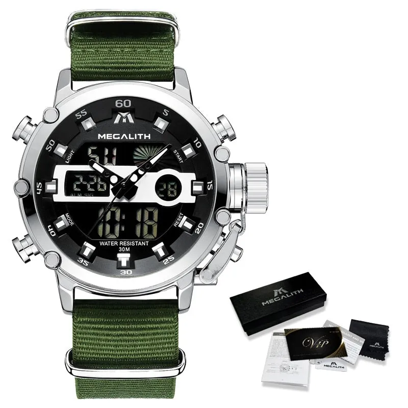 MEGALITH Multi-function Waterproof Sports Watch for Men with Luminous Dual Display