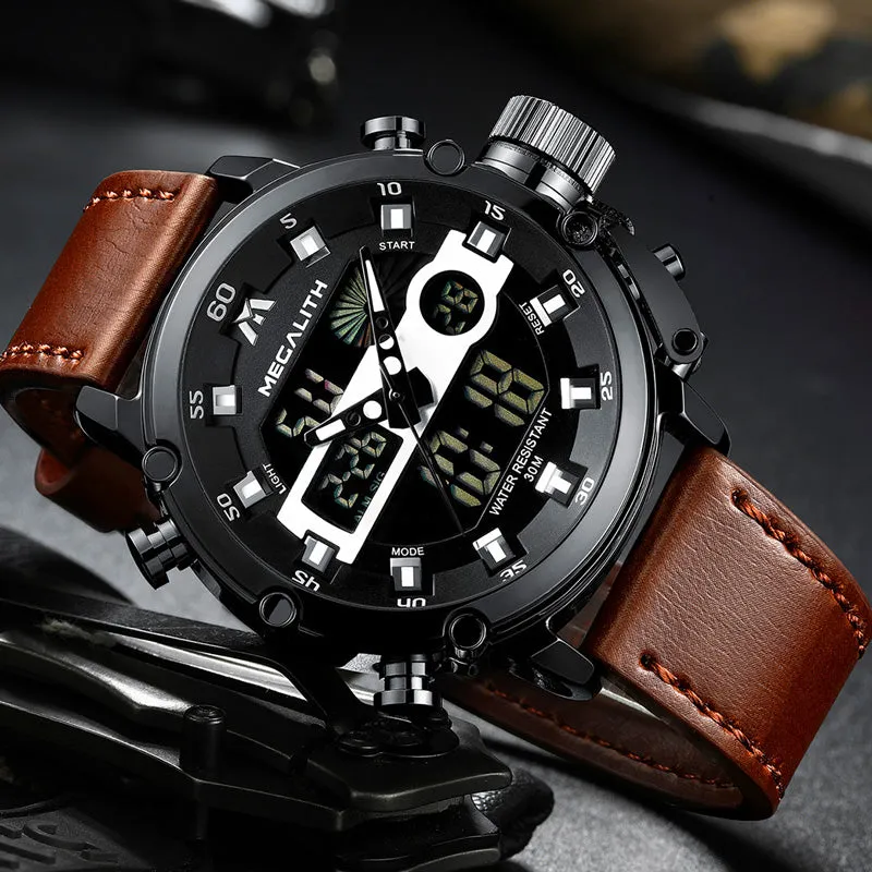 MEGALITH Multi-function Waterproof Sports Watch for Men with Luminous Dual Display