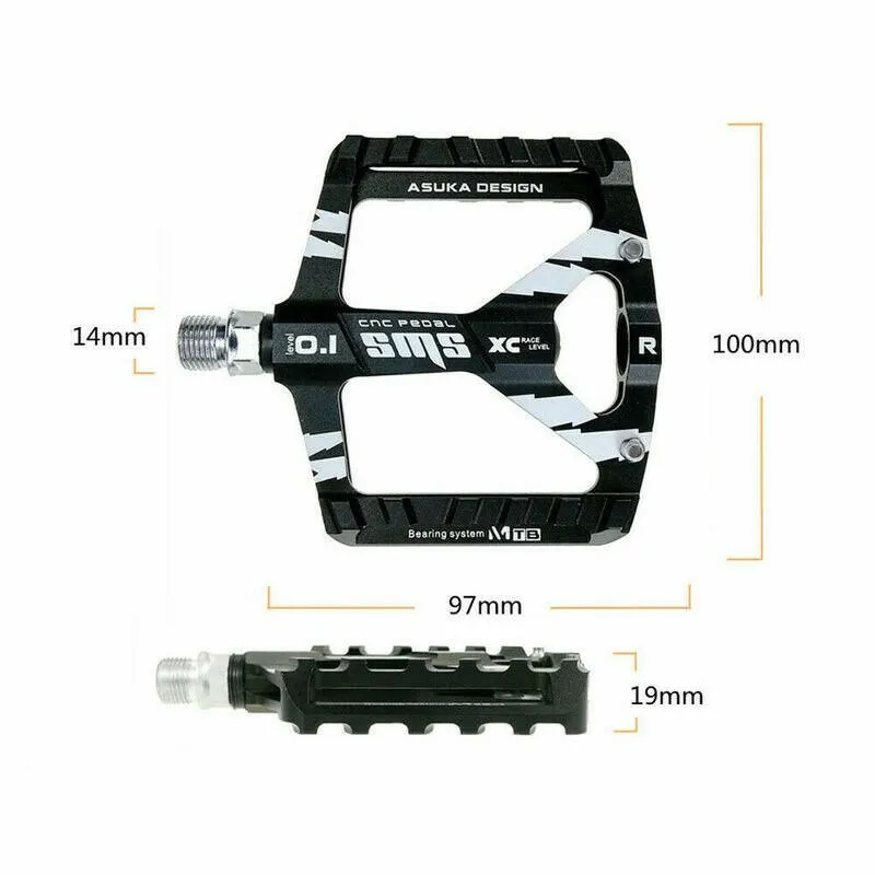 Mountain Road Bike Aluminum Alloy MTB Pedals Flat Platform Bicycle Pedal 1Pair