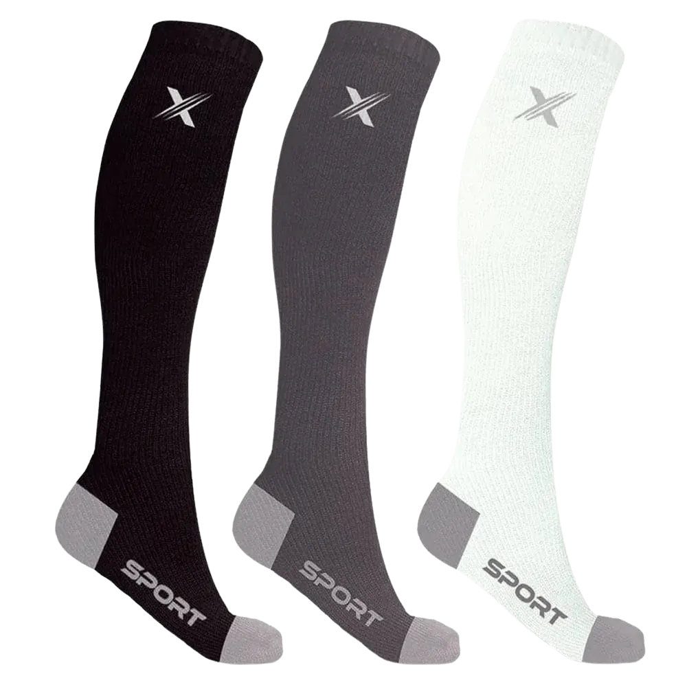 RUN  BLK/GRY/WHT - ATHELTIC GRADE COMPRESSION SOCKS (3-PAIRS)