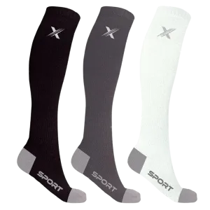 RUN  BLK/GRY/WHT - ATHELTIC GRADE COMPRESSION SOCKS (3-PAIRS)