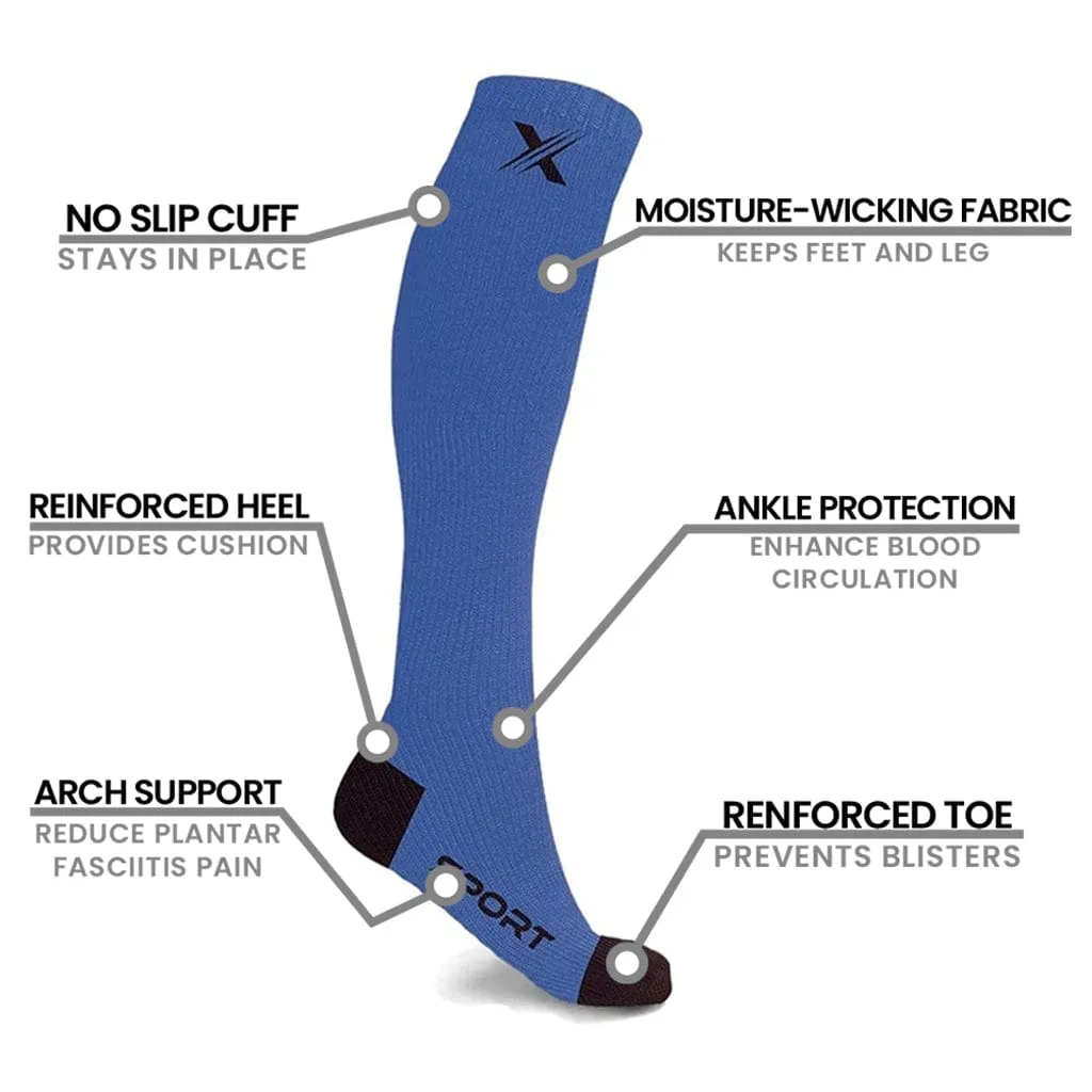 RUN  RED/NEON/BLUE - ATHELTIC GRADE COMPRESSION SOCKS (3-PAIRS)