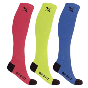 RUN  RED/NEON/BLUE - ATHELTIC GRADE COMPRESSION SOCKS (3-PAIRS)