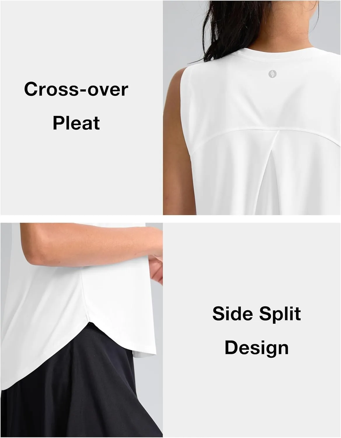 SANTINY Women's Sleeveless Workout Tops Breathable Lightweight Active Tennis Yoga Shirts Athletic Running Tank Tops for Women