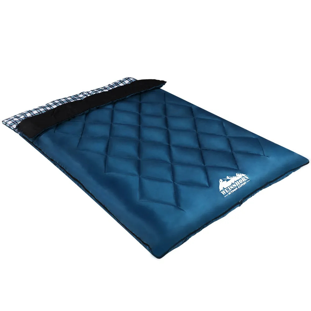 Sleeping Bag Double Pillow Thermal Camping Hiking Tent Blue