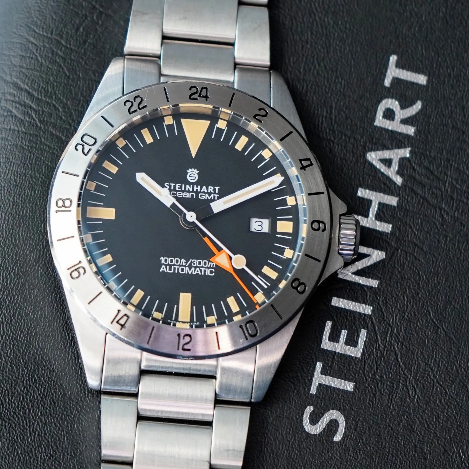 STEINHART Ocean One Vintage GMT Diver Watch Automatic Wristwatch SW330-2 - In Original Double BOX!