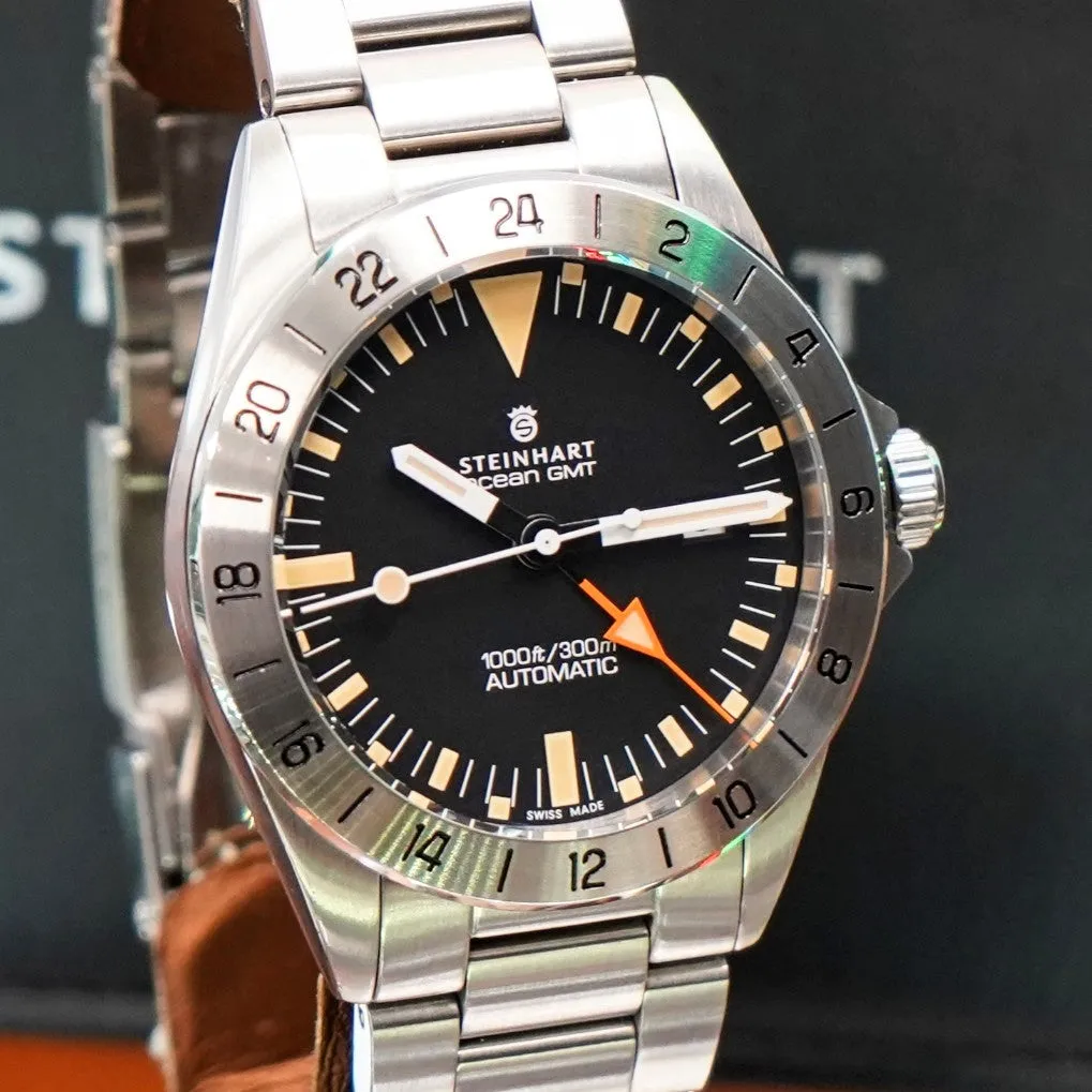 STEINHART Ocean One Vintage GMT Diver Watch Automatic Wristwatch SW330-2 - In Original Double BOX!