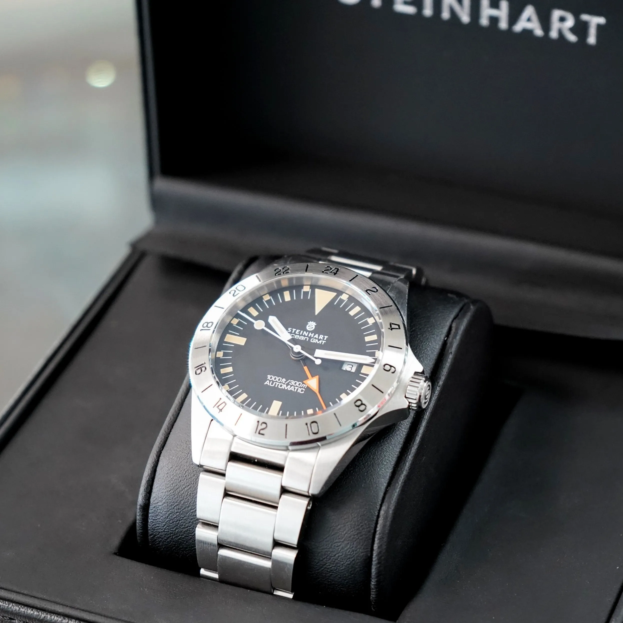 STEINHART Ocean One Vintage GMT Diver Watch Automatic Wristwatch SW330-2 - In Original Double BOX!