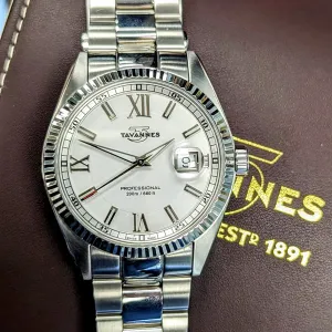 Tavannes Professional 200m/660ft Date Indicator - Q09.110/STS01 - Full Kit: Double Box, Papers, Extra Links